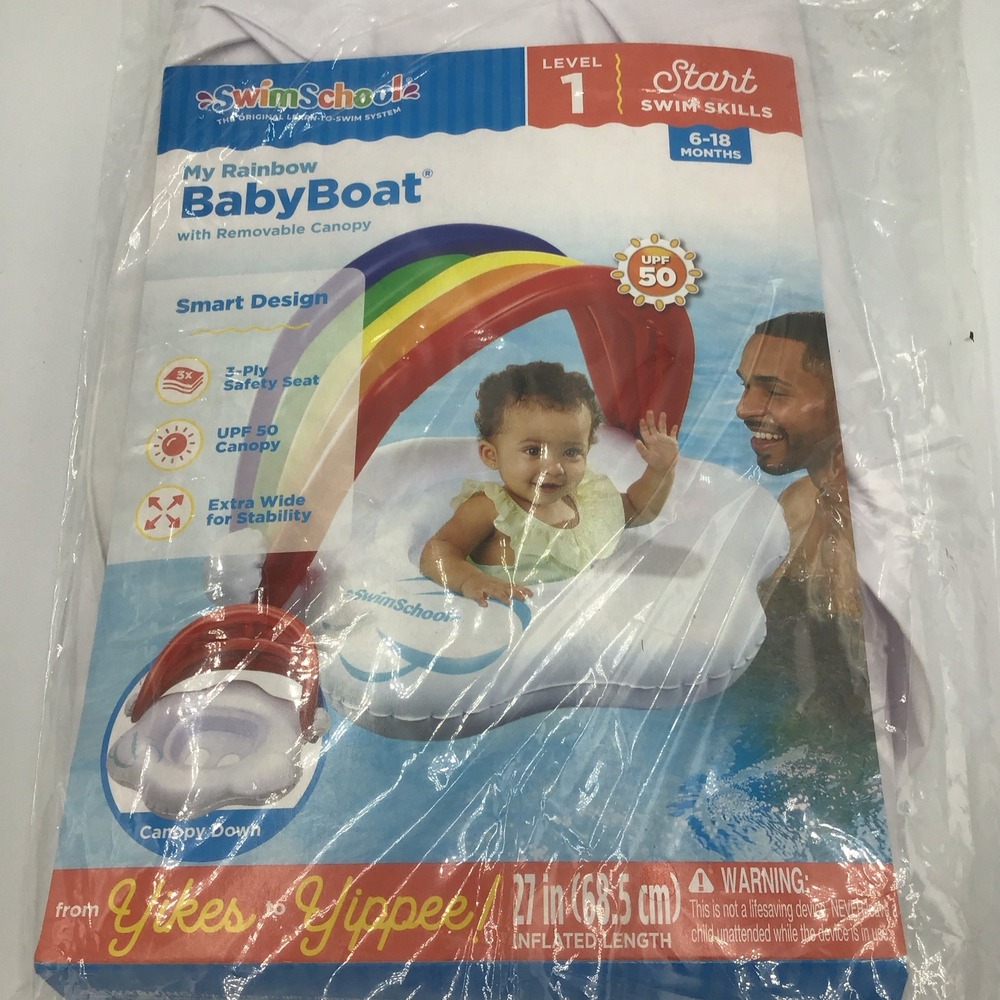 NEW POOL SWIM SCHOOL RAINBOW BABY BOAT Float LEVEL 1 Inflatable Baby Float